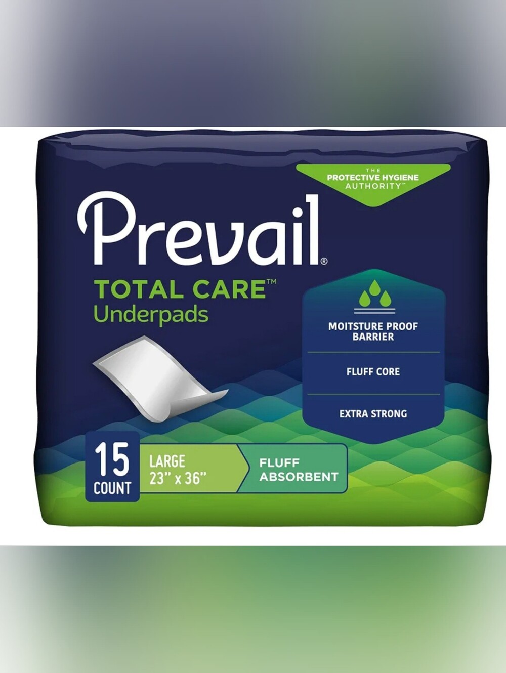 Prevail underpads with moisture-proof barrier. Extra strong and absorbent. 30ct